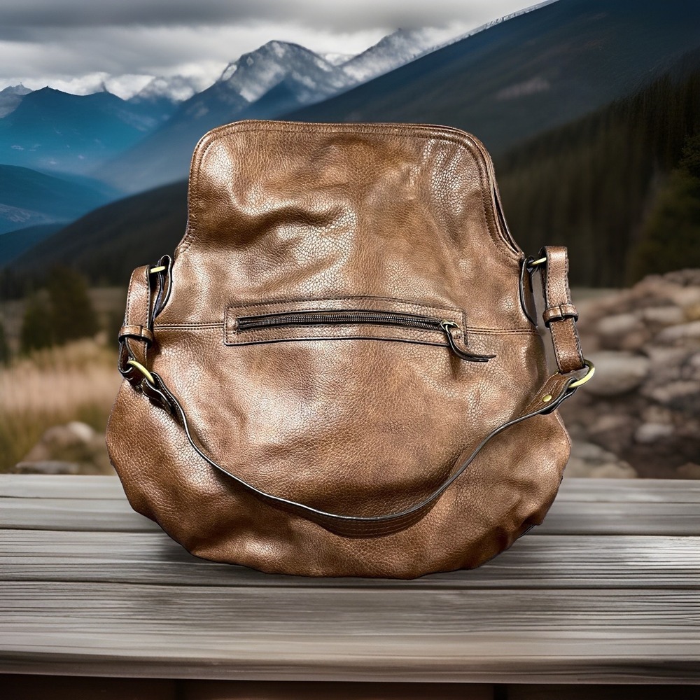 Vintage Bueno Brown Slouchy Hobo Shoulder Bag Faux Leather